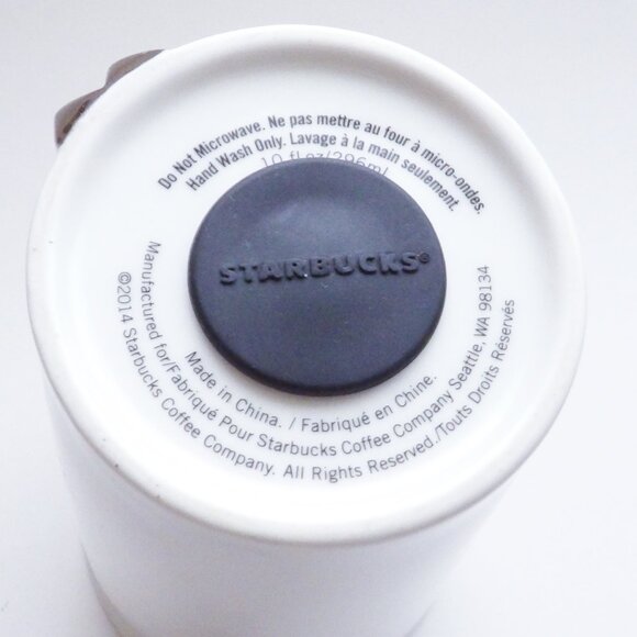 Starbucks 2014 White Ceramic Silver Studded Travel Coffee Mug With Lid 10oz - Picture 6 of 12